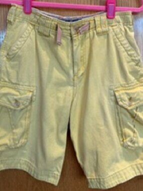 Boy's WearFirst Comfy Cotton Cargo Shorts Yellow 6 Utility Pockets Sz: 12